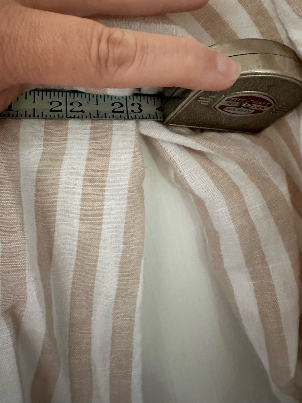 J.Crew Striped Button-Down Linen Blend Vintage Sandstone White #BY037 - Picture 2 of 4